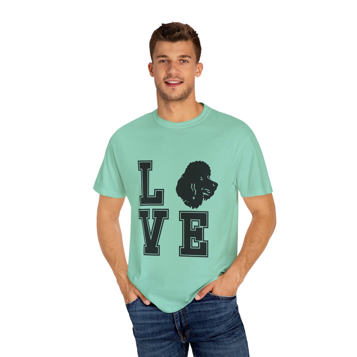 Dog Lover Garment-Dyed Unisex T-Shirt - 'LOVE' Graphic Design
