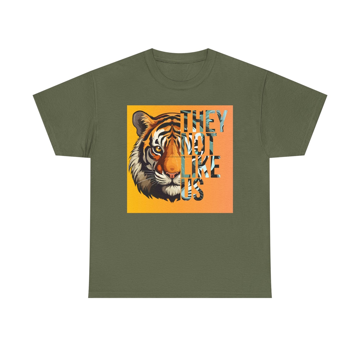 Tiger Graphic Tee with 'They Not Like Us' Text - Unisex