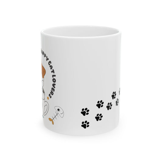 Happy Cat Lover Ceramic Mug - Perfect Gift for Cat Owners, Cute Pet Decor, Coffee Tea Cup, Animal Lover Kitchenware, Cat-Themed Drinkware