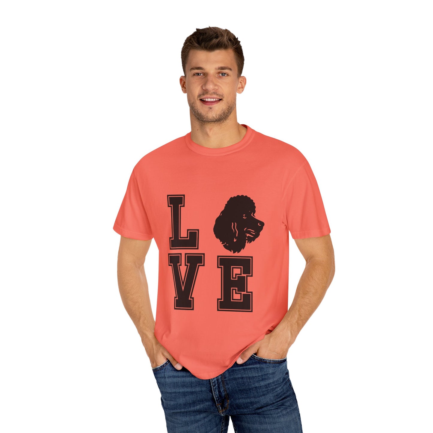 Dog Lover Garment-Dyed Unisex T-Shirt - 'LOVE' Graphic Design