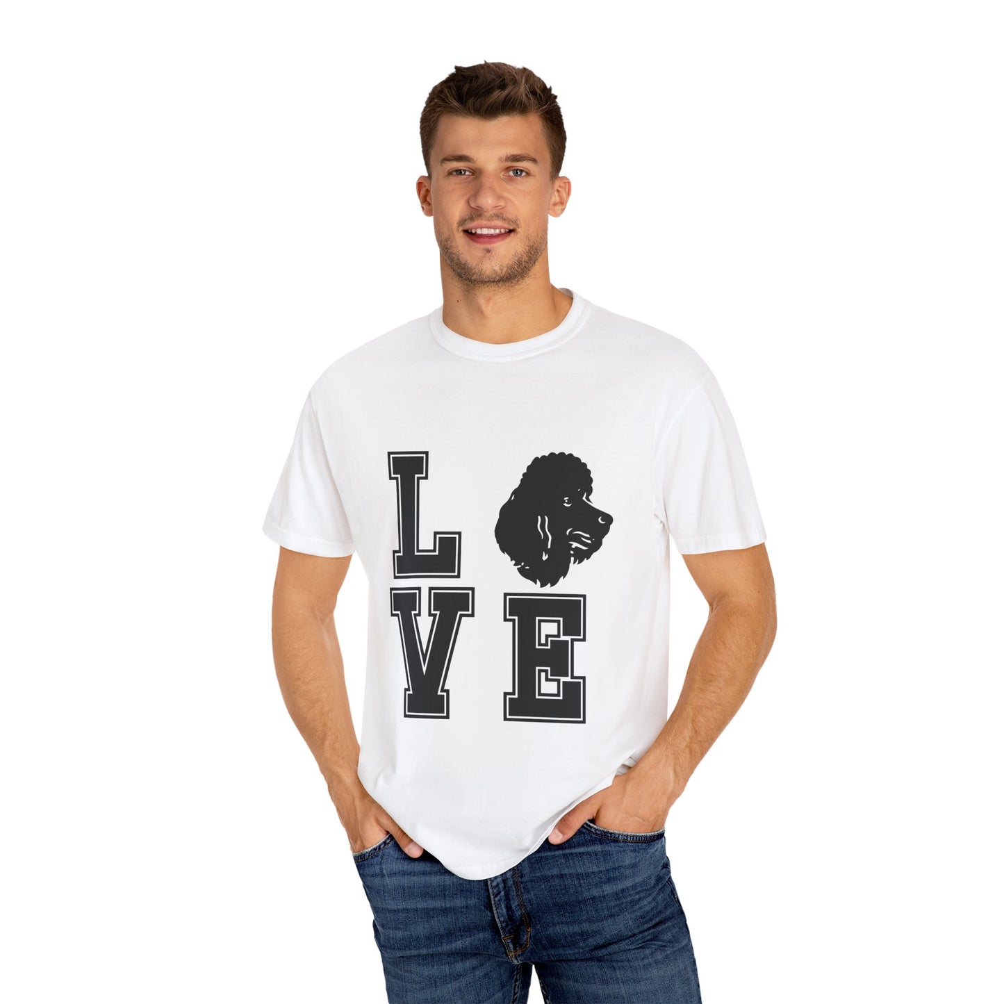 Dog Lover Garment-Dyed Unisex T-Shirt - 'LOVE' Graphic Design