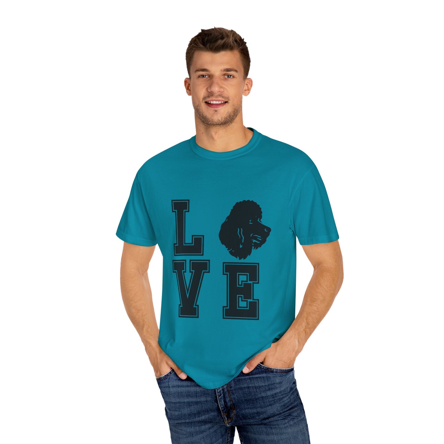 Dog Lover Garment-Dyed Unisex T-Shirt - 'LOVE' Graphic Design