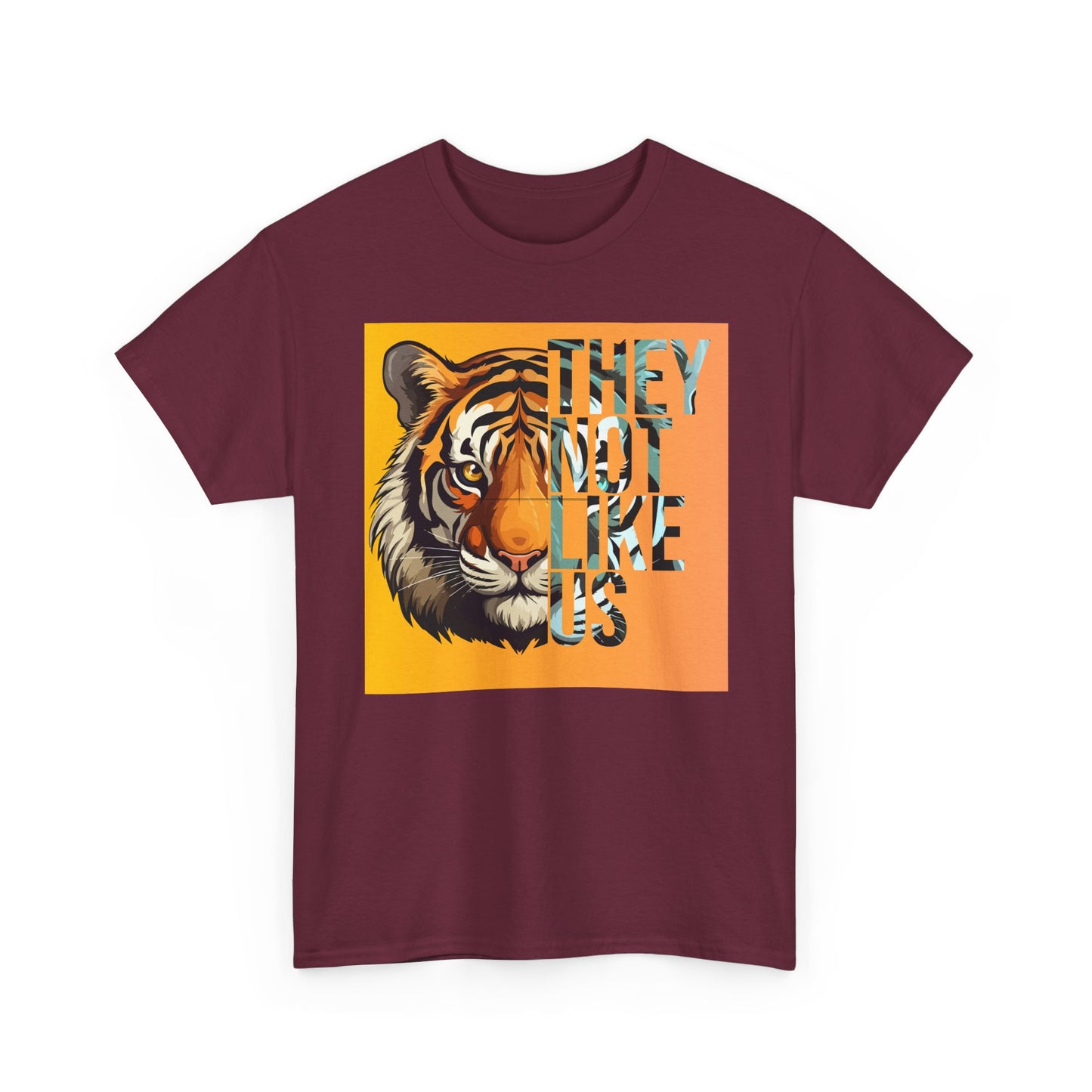 Tiger Graphic Tee with 'They Not Like Us' Text - Unisex