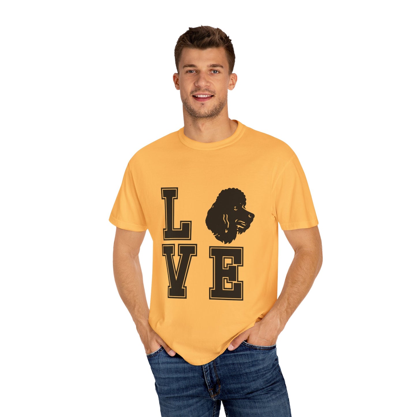 Dog Lover Garment-Dyed Unisex T-Shirt - 'LOVE' Graphic Design