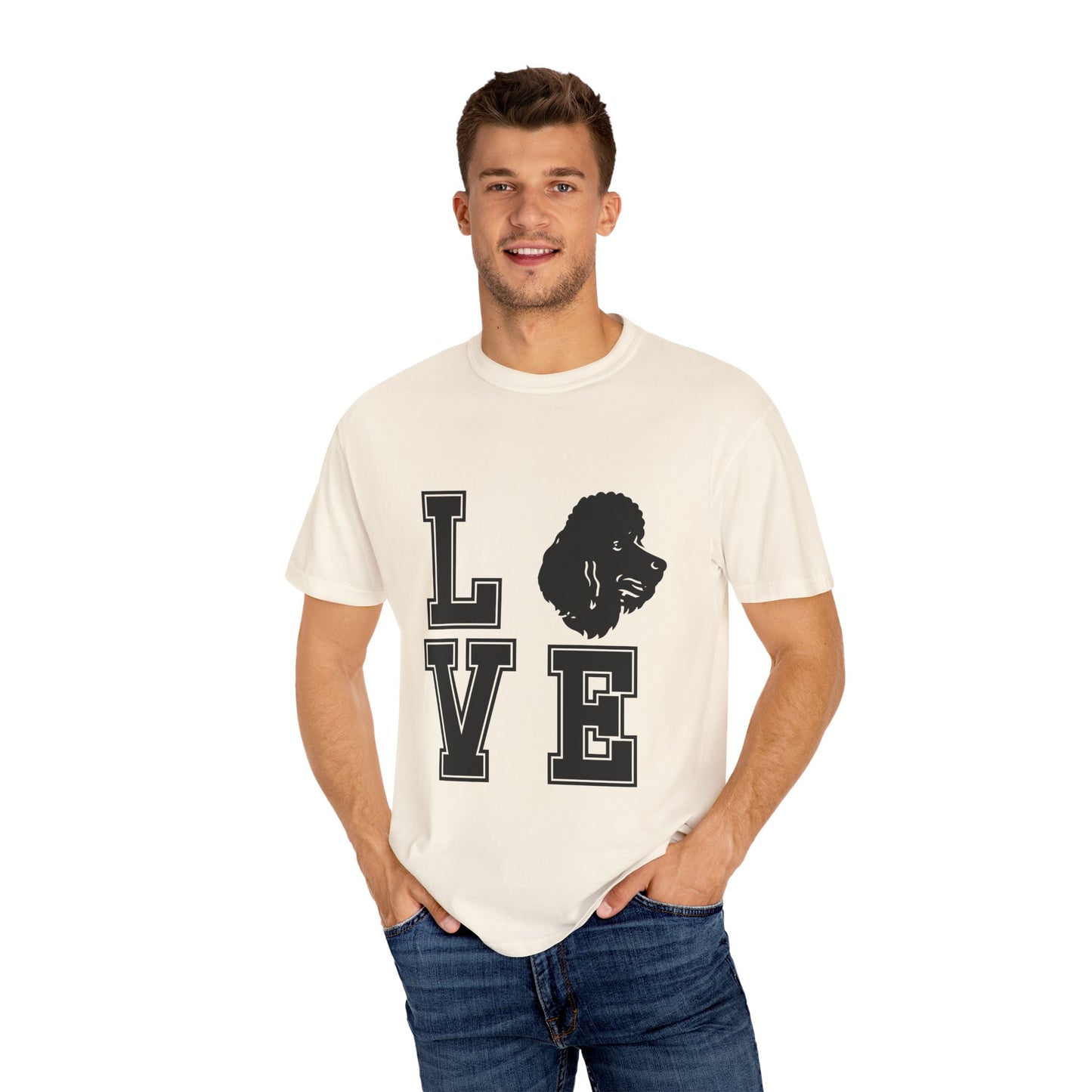 Dog Lover Garment-Dyed Unisex T-Shirt - 'LOVE' Graphic Design
