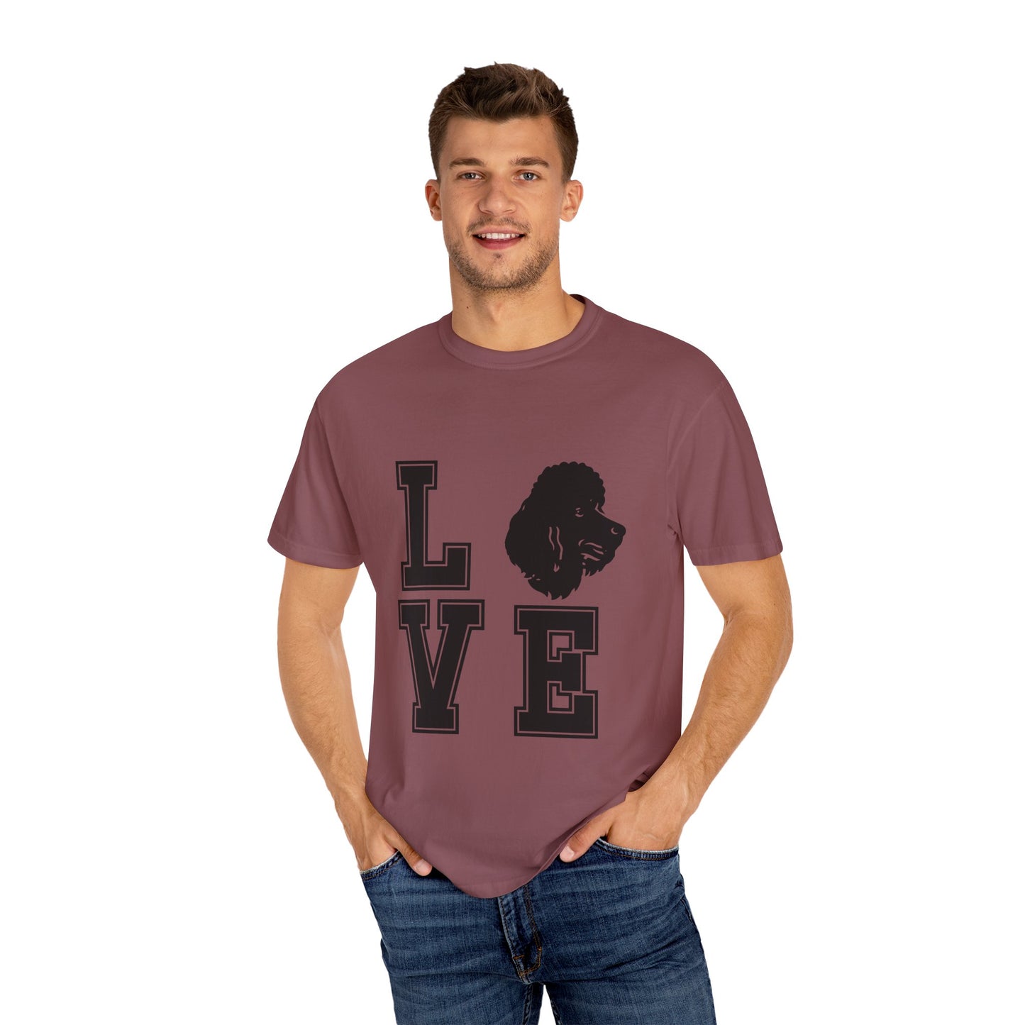 Dog Lover Garment-Dyed Unisex T-Shirt - 'LOVE' Graphic Design