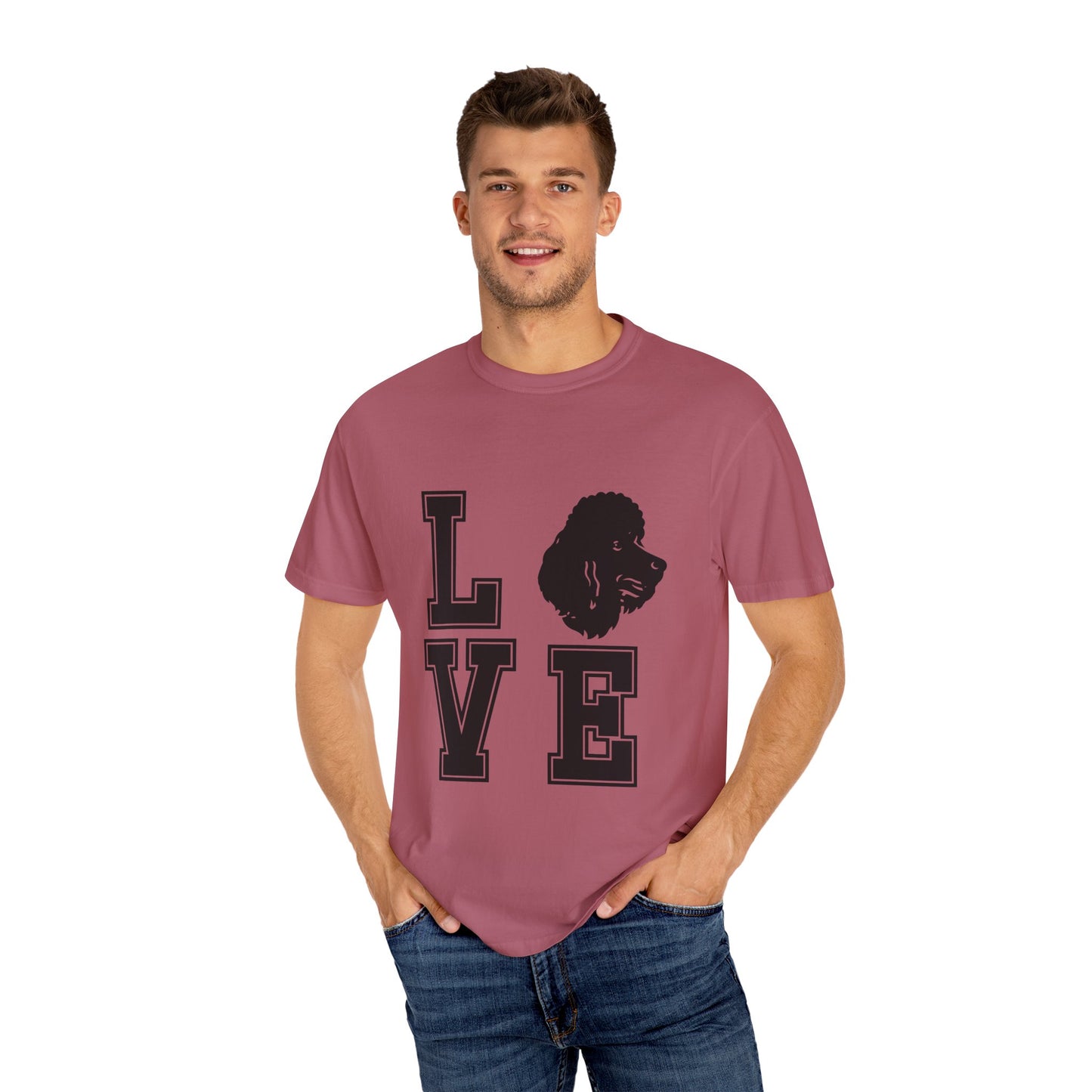 Dog Lover Garment-Dyed Unisex T-Shirt - 'LOVE' Graphic Design