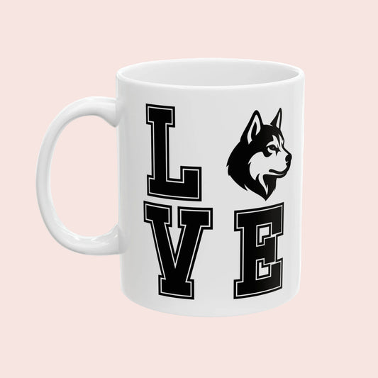Ceramic Mug - 'Love You' Husky Design