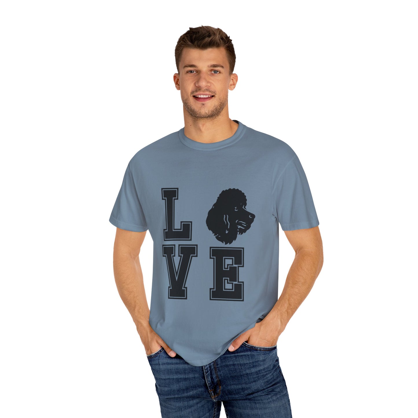 Dog Lover Garment-Dyed Unisex T-Shirt - 'LOVE' Graphic Design