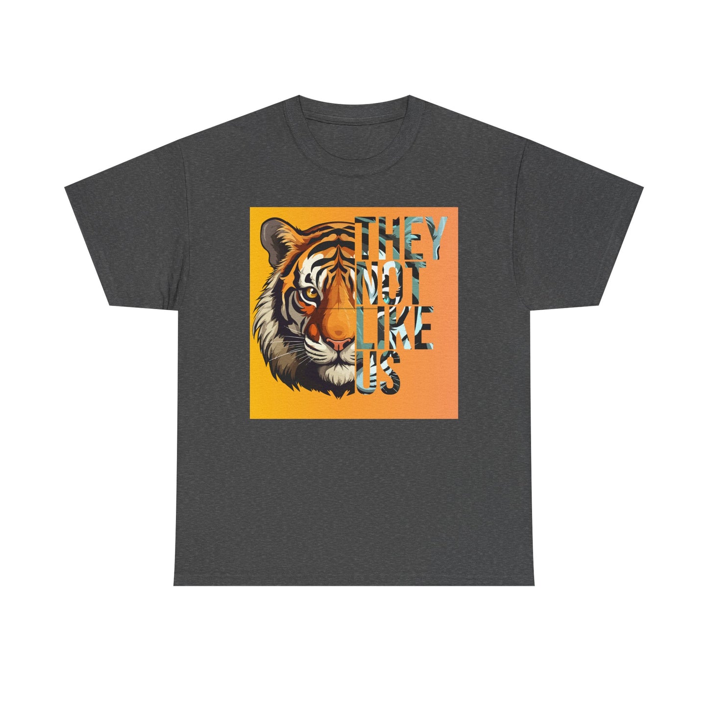 Tiger Graphic Tee with 'They Not Like Us' Text - Unisex