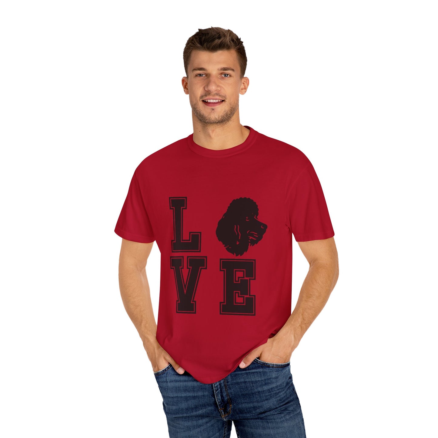 Dog Lover Garment-Dyed Unisex T-Shirt - 'LOVE' Graphic Design