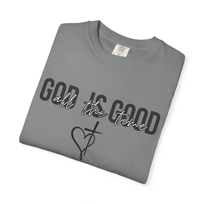 God Is Good T-Shirt — Faith Graphic Tee with Cross & Heart