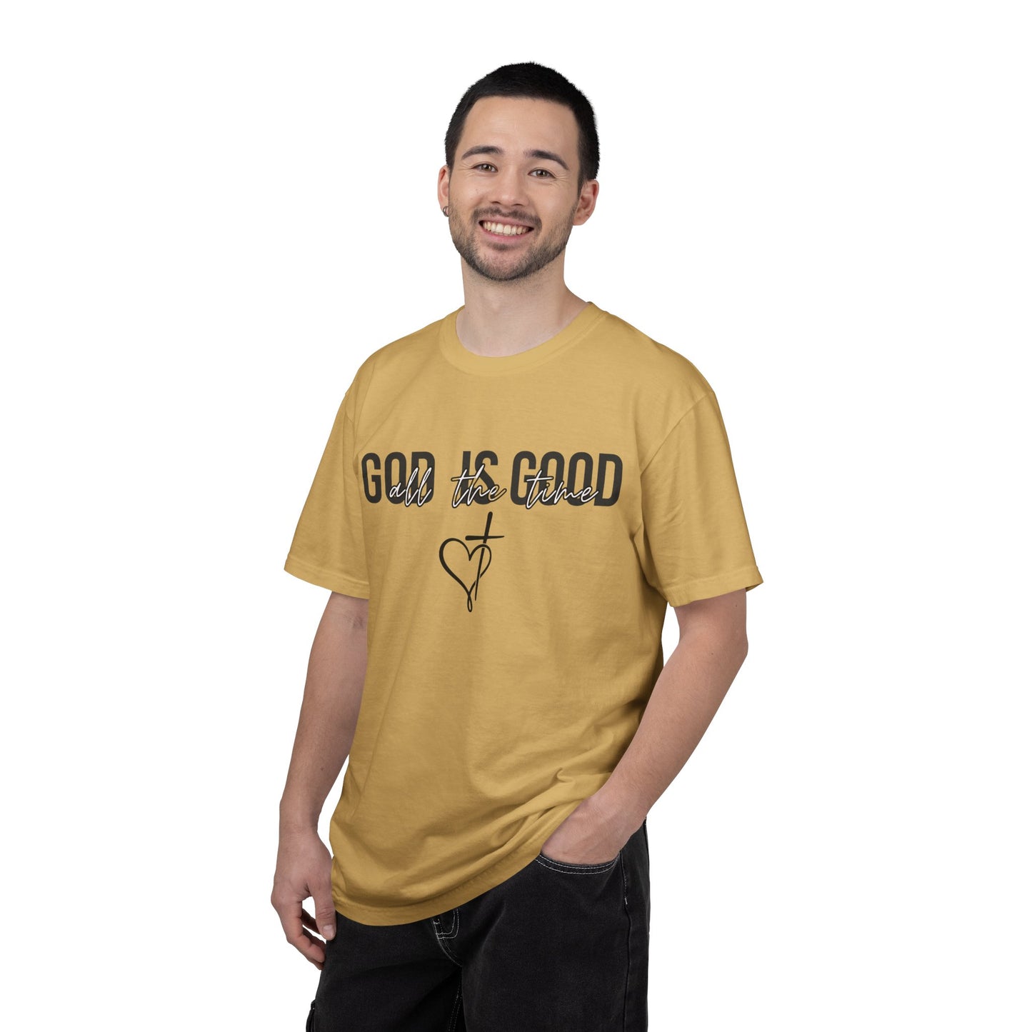 God Is Good T-Shirt — Faith Graphic Tee with Cross & Heart