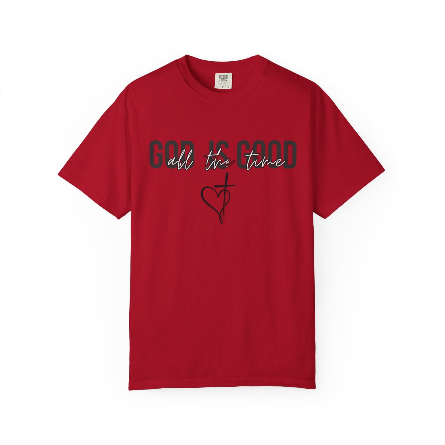 God Is Good T-Shirt — Faith Graphic Tee with Cross & Heart