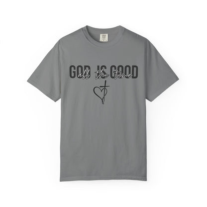 God Is Good T-Shirt — Faith Graphic Tee with Cross & Heart