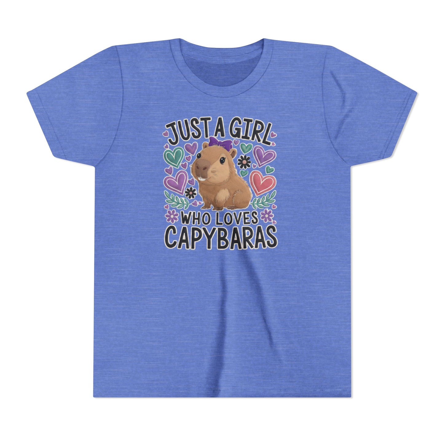 Youth Tee — “Just a Girl Who Loves Capybaras” Cute Capybara Graphic Shirt