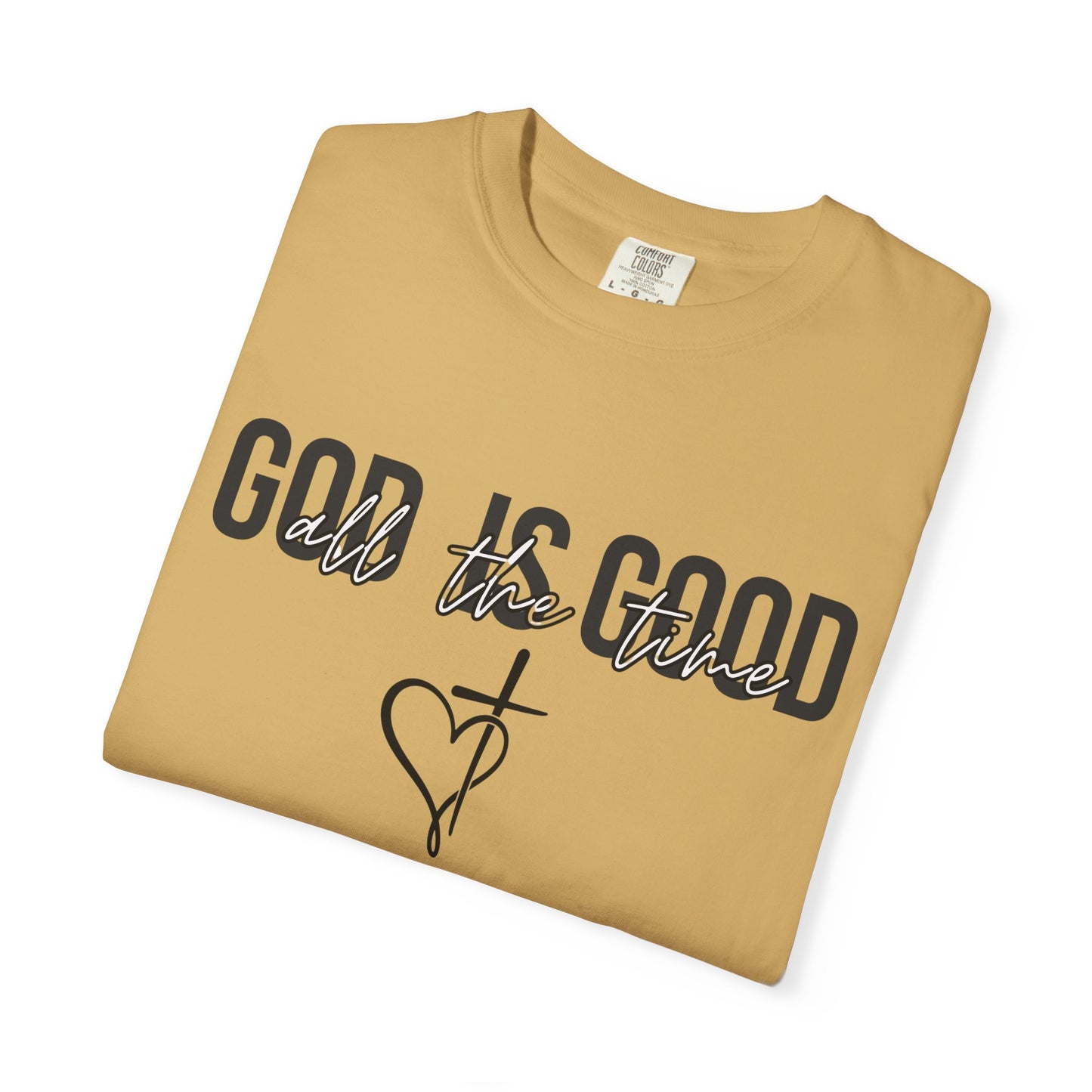 God Is Good T-Shirt — Faith Graphic Tee with Cross & Heart