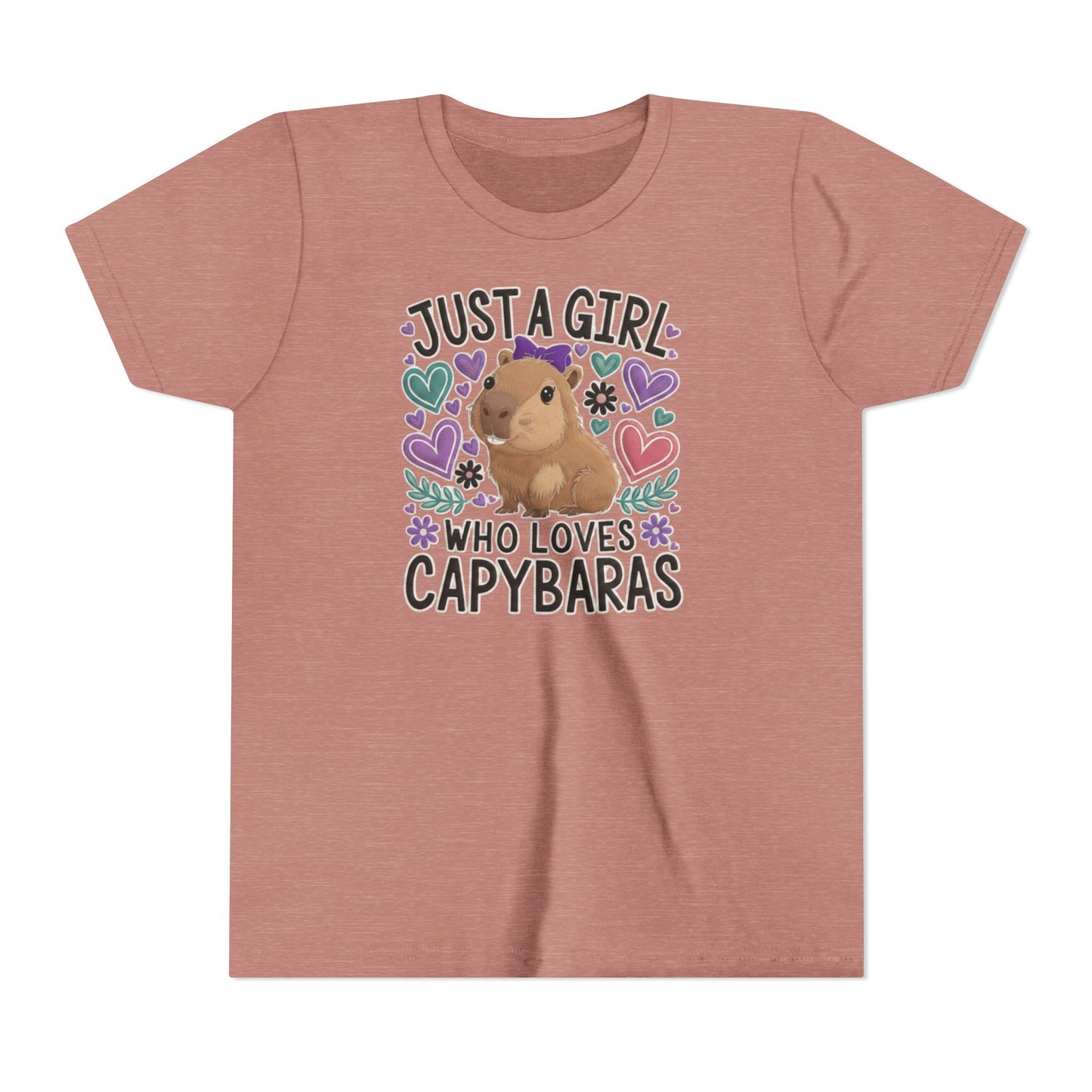 Youth Tee — “Just a Girl Who Loves Capybaras” Cute Capybara Graphic Shirt
