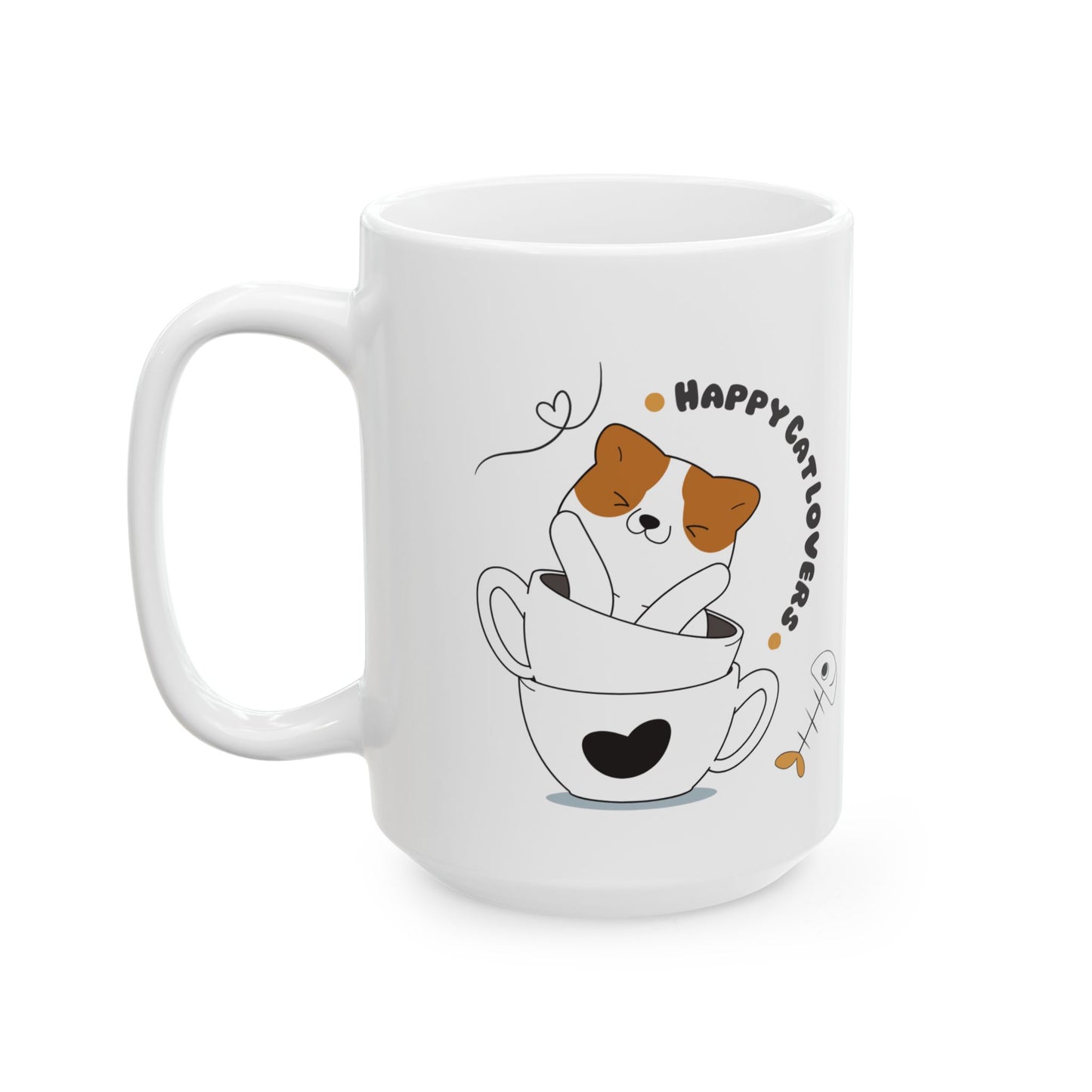 Happy Cat Lover Ceramic Mug - Perfect Gift for Cat Owners, Cute Pet Decor, Coffee Tea Cup, Animal Lover Kitchenware, Cat-Themed Drinkware