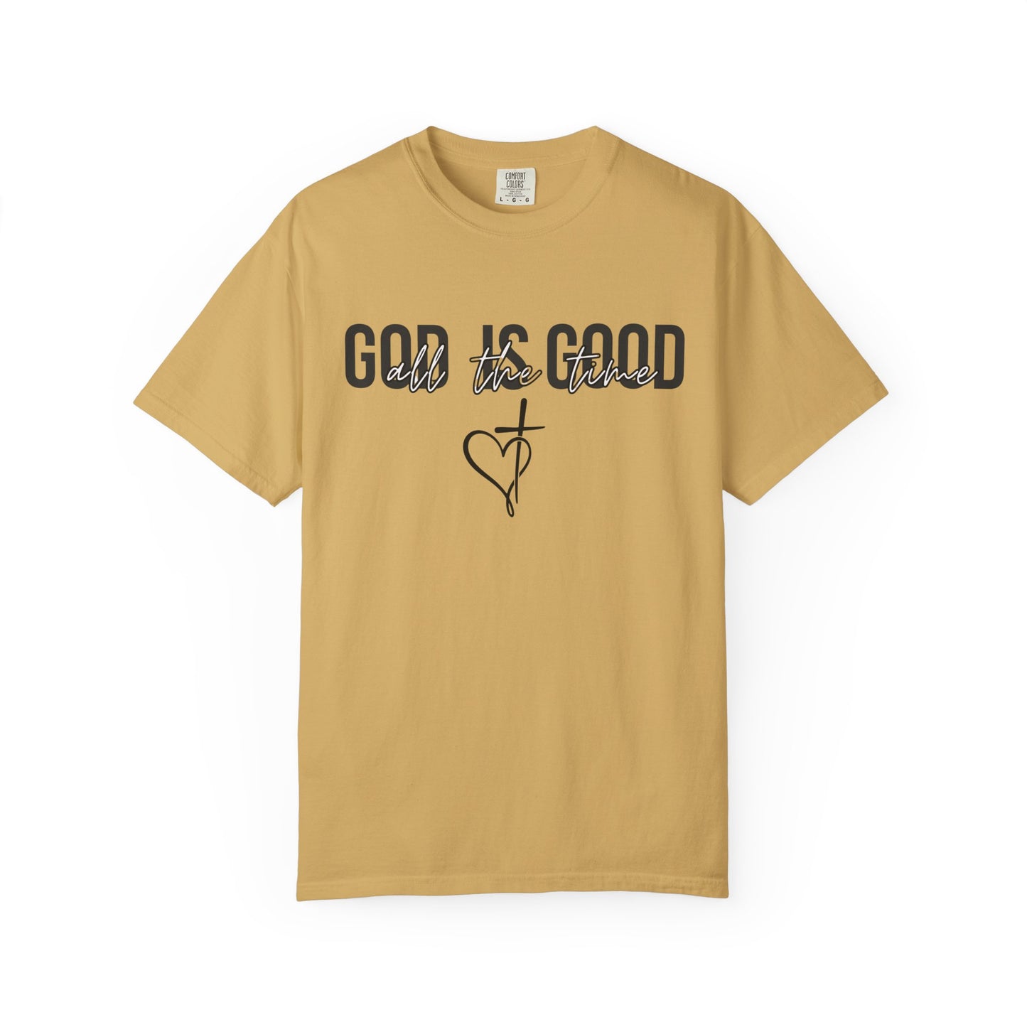 God Is Good T-Shirt — Faith Graphic Tee with Cross & Heart