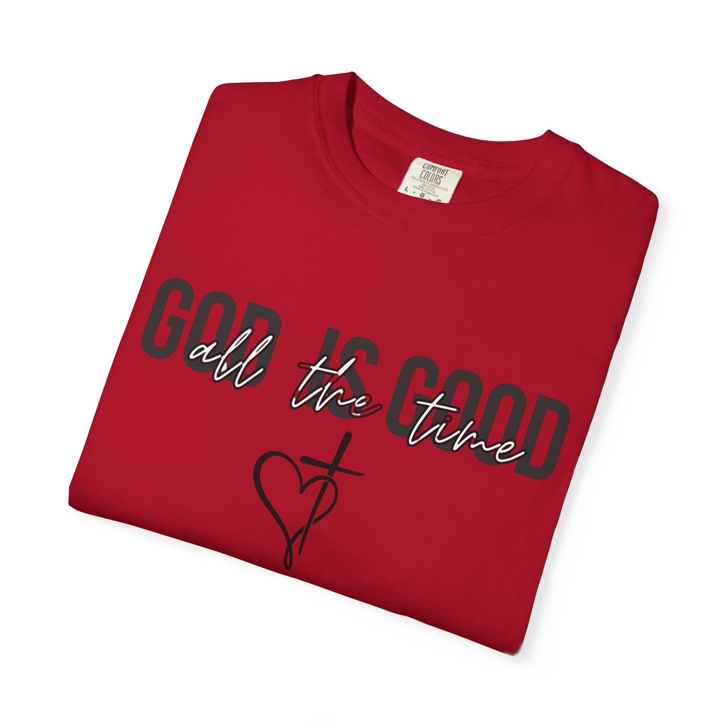 God Is Good T-Shirt — Faith Graphic Tee with Cross & Heart
