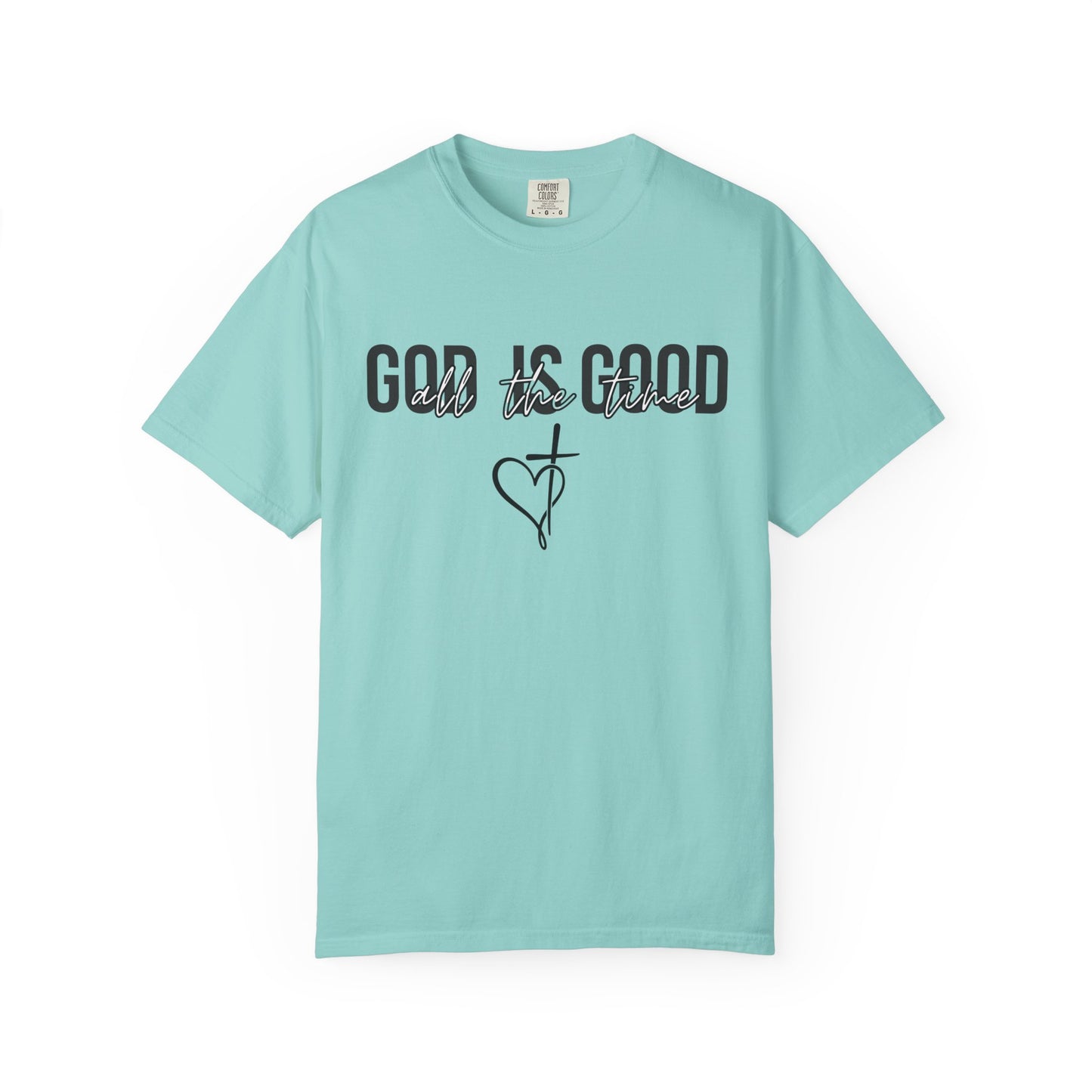 God Is Good T-Shirt — Faith Graphic Tee with Cross & Heart