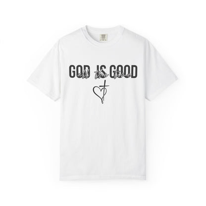 God Is Good T-Shirt — Faith Graphic Tee with Cross & Heart