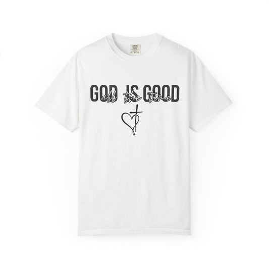 God Is Good T-Shirt — Faith Graphic Tee with Cross & Heart