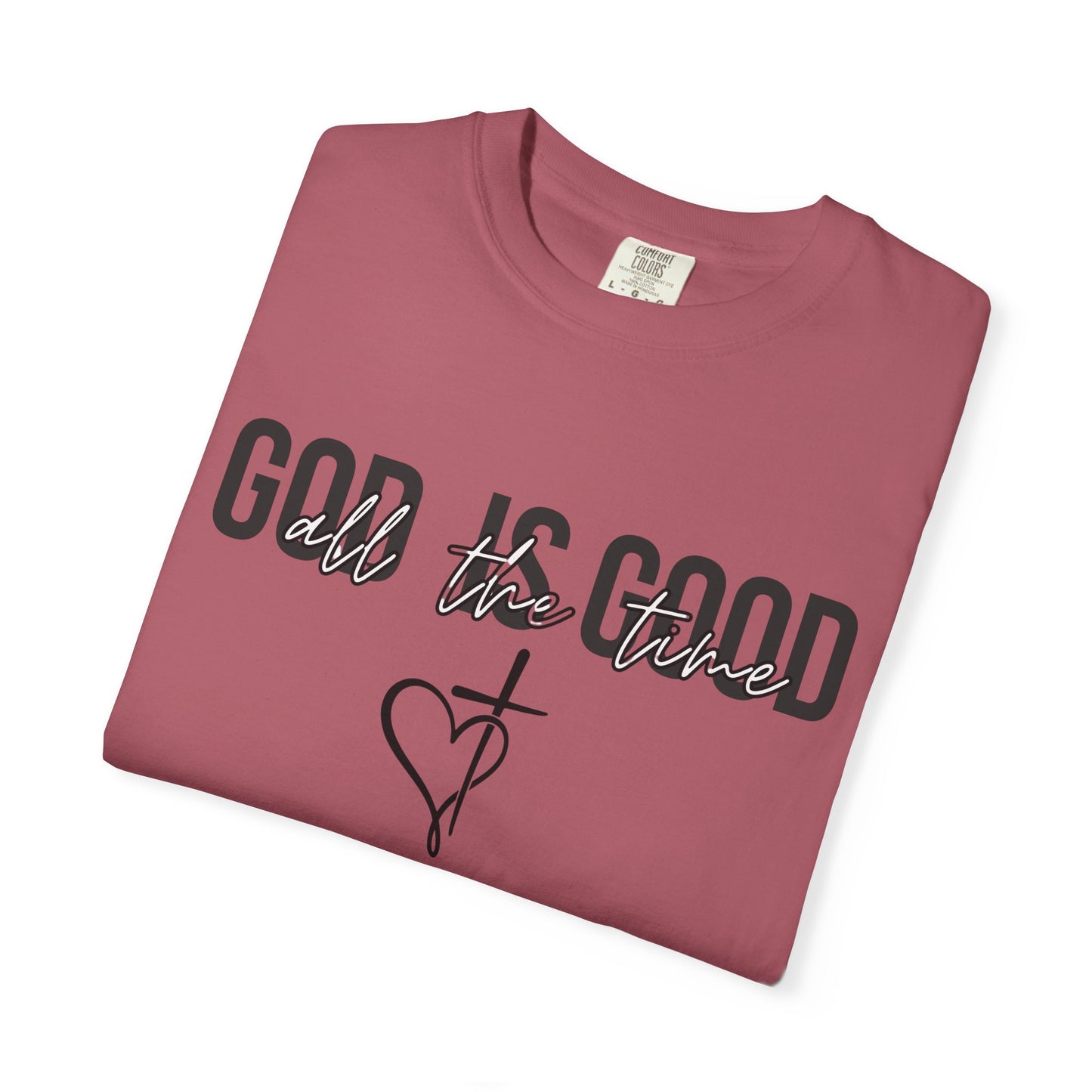 God Is Good T-Shirt — Faith Graphic Tee with Cross & Heart