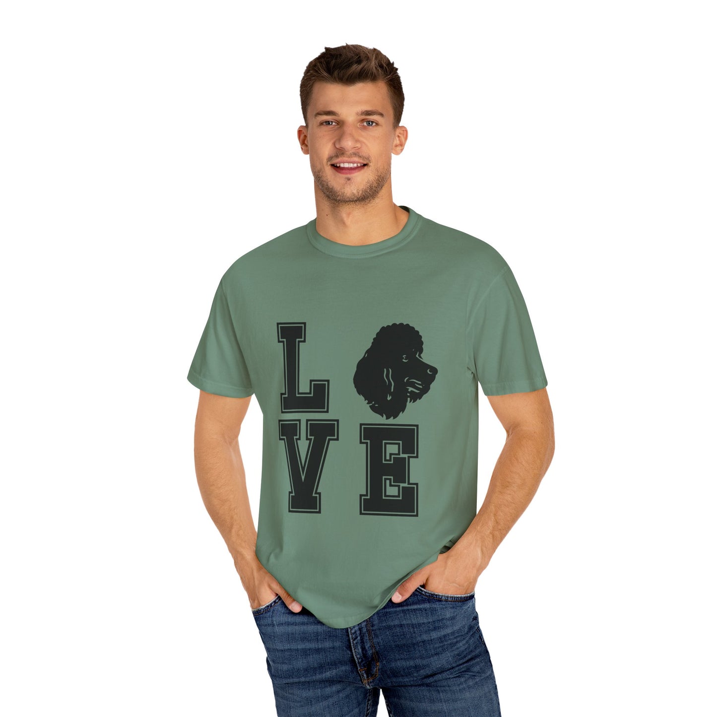 Dog Lover Garment-Dyed Unisex T-Shirt - 'LOVE' Graphic Design
