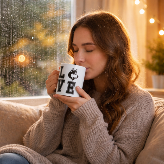 Ceramic Mug - 'Love You' Husky Design